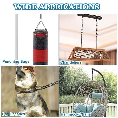 19.7 ft Long Black Chain Link 3/16" Heavy Duty Chain Bulk Decorative Chain for Hanging Hammock Chair Metal Porch Swing Chain Kit Carbon Steel Gate Chain for Outdoor Fence Boxing & Punching Bag in Kuwait