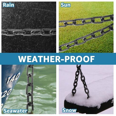 19.7 ft Long Black Chain Link 3/16" Heavy Duty Chain Bulk Decorative Chain for Hanging Hammock Chair Metal Porch Swing Chain Kit Carbon Steel Gate Chain for Outdoor Fence Boxing & Punching Bag in Kuwait