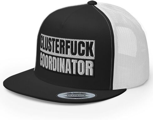 Clusterfuck Coordinator Flat Bill Trucker Hat High Crown Adjustable Funny Adult Humor Cap in Saudi Arabia