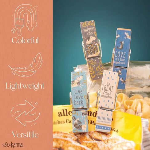 مشابك شرائح كارما - مشابك للحقائب - مشابك لأكياس رقائق البطاطس - مشابك ملونة وممتعة للطعام والتخزين - مقاس واحد - زهور البلاط in Saudi Arabia