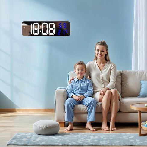 Large Digital Clock, Silent Non Ticking Modern Wall Clocks for Office, Home, Kitchen, Bedroom, School, Living Room 9 Inch Blue in Saudi Arabia
