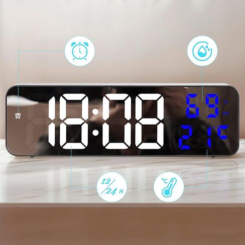 Large Digital Clock, Silent Non Ticking Modern Wall Clocks for Office, Home, Kitchen, Bedroom, School, Living Room 9 Inch Blue in Saudi Arabia