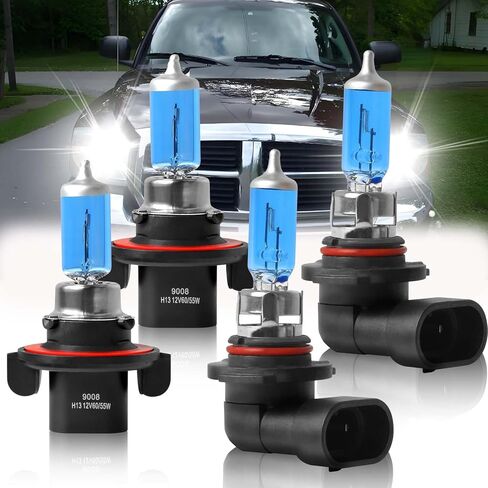 Fit For 2016 2017 2018 2019 2020 Chevy Spark High Performance Halogen Headlight Bulbs,9008/H13 High/Low Beam + 5202 Fog Light Combo,100W,IP68,Plug and Play,5000K Super Bright White Light,4 Pcs in Saudi Arabia