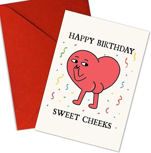 Happy Birthday Sweet Cheeks Card – Funny Greeting for Boyfriend, Girlfriend, Husband, Wife, Friend – Flirty, Cute, Romantic Birthday Message – 8x5.3 Inch (Sweet Cheeks) in Saudi Arabia
