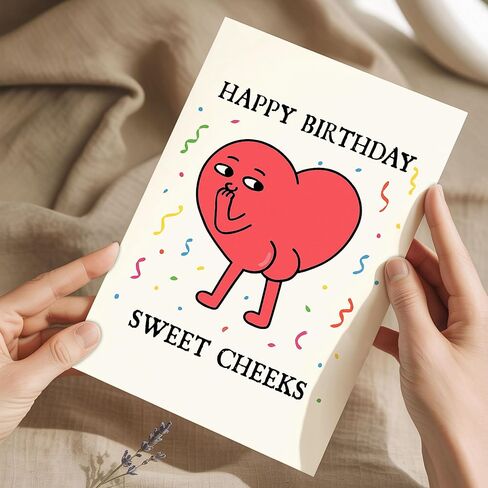 Happy Birthday Sweet Cheeks Card – Funny Greeting for Boyfriend, Girlfriend, Husband, Wife, Friend – Flirty, Cute, Romantic Birthday Message – 8x5.3 Inch (Sweet Cheeks) in Saudi Arabia