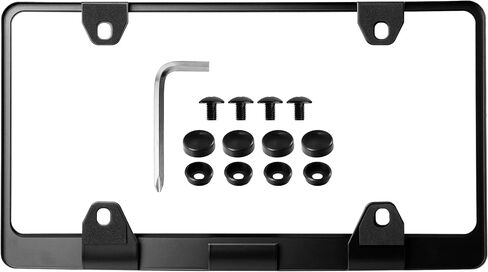 TESLA License Plate Frame – Stealth Black Powder Coat UV Resistant Rust-Proof Steel Plate Holder - 1pc – Compatible Model S 3 X Y & CyberTruck (3D SILVER ALLOY RAISED LETTER with MOUNTING HARDWARE) in Saudi Arabia