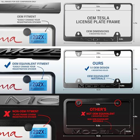 TESLA License Plate Frame – Stealth Black Powder Coat UV Resistant Rust-Proof Steel Plate Holder - 1pc – Compatible Model S 3 X Y & CyberTruck (3D SILVER ALLOY RAISED LETTER with MOUNTING HARDWARE) in Saudi Arabia