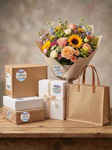 Ibake 500 شكرًا لك على ملصقات ، 1.5 بوصة ، ملصقات ثلاثية الأبعاد ، شكر ملصقات للأعمال التجارية الصغيرة واللصق الذاتي والملصقات المضاد للماء ، شكرًا لك على ملصقات التعبئة والتغليف in Kuwait