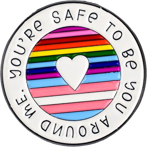أنت آمن لتكون أنت حولي بروش الدبوس، دبوس المينا حليف LGBT، هدية شهر الفخر لصديق داعم للمثليين المثليين والمتحولين جنسيًا، دبابيس فخر LGBTQ، شارة طية صدر السترة بعلم قوس قزح، ملحقات حقوق الكوير in Kuwait