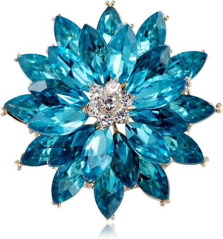 Rhinestone Flower Brooches Pins for Women Snowflake Crystal Brooches Pins Multilayered Cubic Zirconia Flower Sparkly Crystal Statement Brooch Dress Suit Decoration Wedding Party Accessories in Saudi Arabia