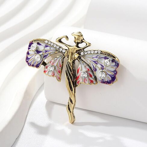 Vintage Angel Wing Brooch for Women,Elegant Enamel Fairy Lapel Pin,Fashion Statement Jewelry for Coat Dress Holiday Gift in Saudi Arabia