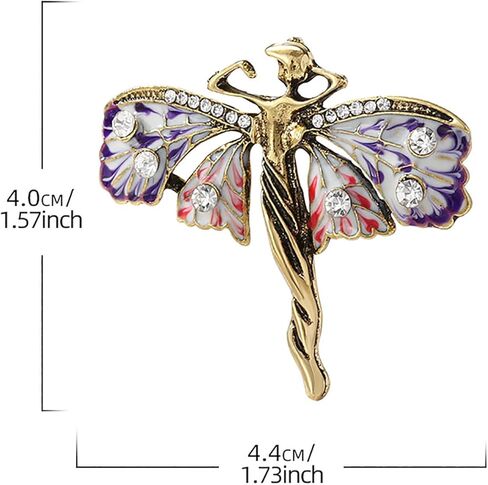 Vintage Angel Wing Brooch for Women,Elegant Enamel Fairy Lapel Pin,Fashion Statement Jewelry for Coat Dress Holiday Gift in Saudi Arabia