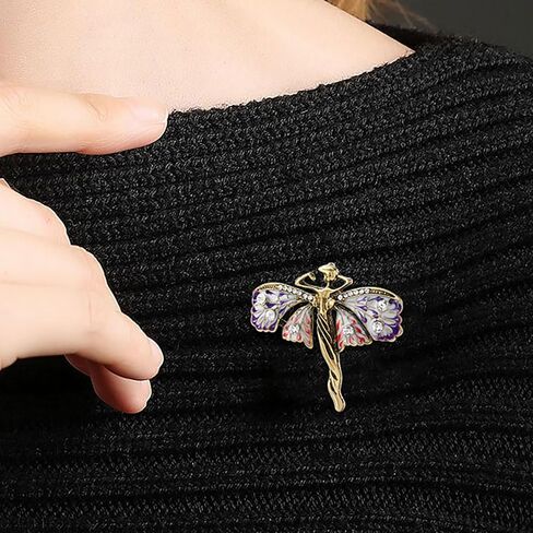 Vintage Angel Wing Brooch for Women,Elegant Enamel Fairy Lapel Pin,Fashion Statement Jewelry for Coat Dress Holiday Gift in Saudi Arabia