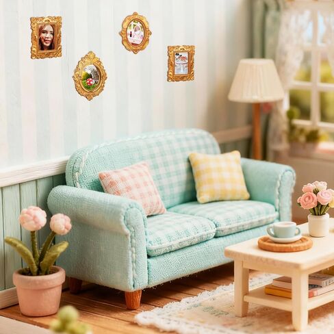 إطارات صور صغيرة ذهبية 15 قطعة من Toyvian مصنوعة يدويًا من الراتنج العتيق لديكور بيت الدمى والدعائم النموذجية، وعرض المجوهرات، والتصوير الفوتوغرافي وديكور الحائط in Saudi Arabia