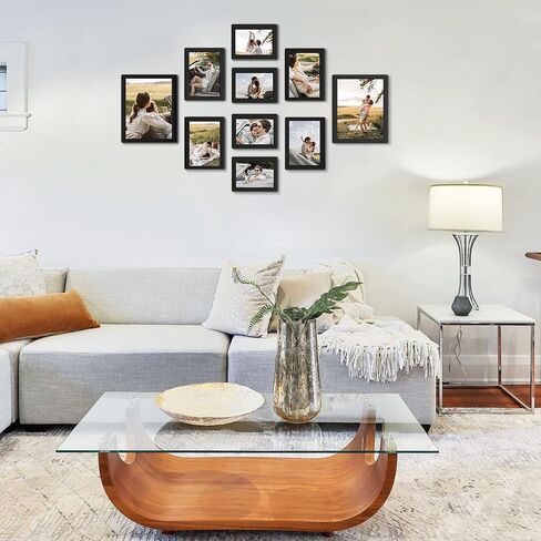إطارات صور مجمعة مقوسة من J.M.Deco لديكور الحائط، تحمل 9 قطع مقاس 4 × 6 صور، إطار صورة معلق على الحائط - ذهبي قديم in Saudi Arabia