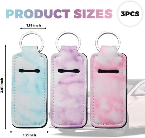 3PCS Stylish Chapstick Holder Car Keychain,Portable Key Fob Holder Cars Accessories with Car Key Ring for Women/Girl in Kuwait