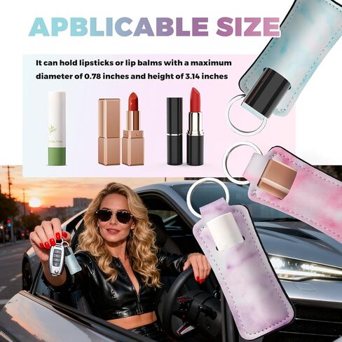 3PCS Stylish Chapstick Holder Car Keychain,Portable Key Fob Holder Cars Accessories with Car Key Ring for Women/Girl in Kuwait