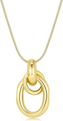 الدكتور هدية الذهب عقدة قلادة قلادة للنساء هندسية قطرة مكتنزة عقد ذهب 14K مطلية بالذهب بيان القلائد in Kuwait