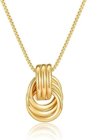 Dr's gift Gold Knot Pendant Necklace for Women Geometric Drop Chunky Gold Necklace 14K Gold Plated Statement Necklaces in Saudi Arabia