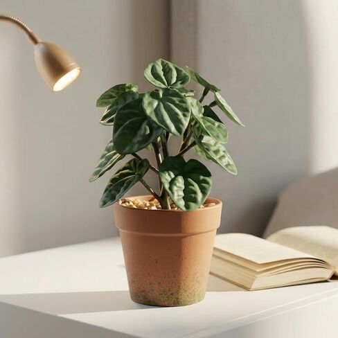 2 Pack Artificial Potted Plant,8 inch Small Realistic Faux Peperomia Leaves for Farmhouse Desk Indoor Decor, Fake Greenery for Office Table Kitchen Bathroom and Bedroom Decor(Dark Green) in Saudi Arabia
