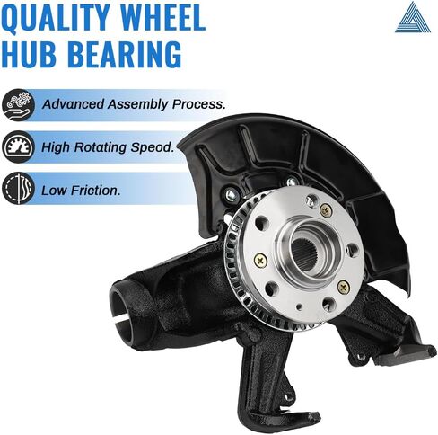 HARUMA 698-375 Front Left Wheel Hub Bearing & Steering Knuckle Assembly Driver Side for VW 1998-2010 Beetle, 2010 Beetle Cabrio, 1999-2010 Golf, 1999 2000 2001 2002 2003 2004 2005 Jetta, 1J0498465 in Saudi Arabia