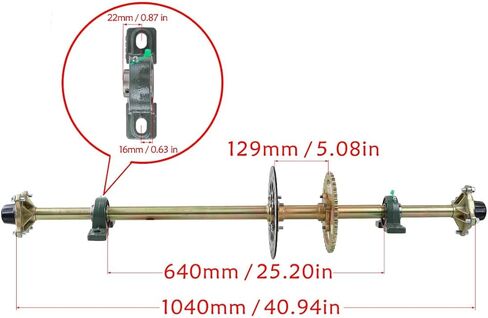 44" Go Kart Axle Kit with 16x8-7 ATV Tires - Complete Rear Axle & Wheel Assembly for UTV, Dune Buggy, Quad Bike & Lawn Mower | Includes 1120mm Heavy Duty Axle & 4PR Tubeless All Terrain Tires in Kuwait