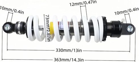 330mm (13") Rear Shock Absorber, Adjustable Rebound & Preload Suspension, 12mm Heavy-Duty Spring, 10mm Mounting Hole for 70cc–250cc Dirt Bike Pit Bike Motorcycle ATV in Kuwait