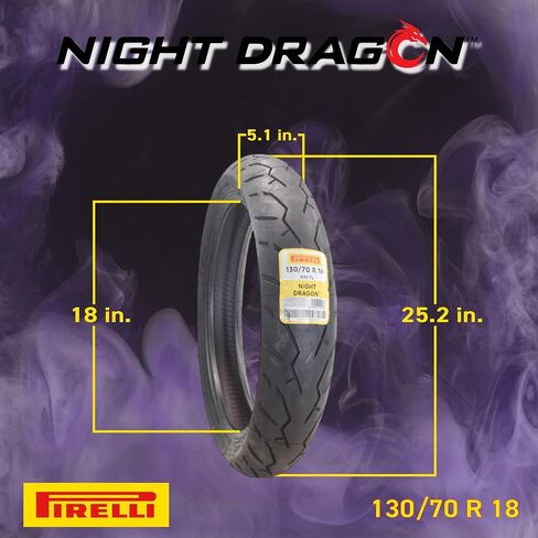 مجموعة إطارات Pirelli Night Dragon: إطارات 130/70R18 M/C 63V TL أمامية و180/55B18 M/C 80H REINFTL Rear Cruiser للدراجات النارية - قوة جر فائقة ومعالجة للطرادات عالية الأداء مع سلسلة مفاتيح in Saudi Arabia