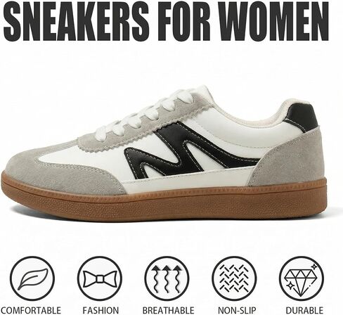 Women's Fashion Sneakers, Comfortable Lightweight Womens Casual Sneakers, Breathable Durable Grey Women's Running Sneakers for Walking Running Shopping Cycling in Kuwait
