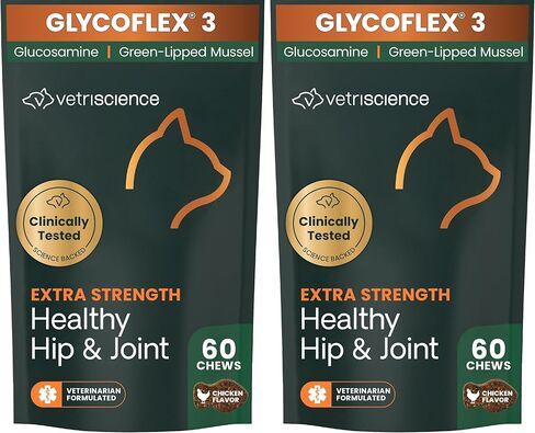 VetriScience GlycoFlex Plus Chondroitin Joint Support Cat Supplements, Creamy Chicken Flavor, 30 Chews - Clinically-Proven Hip and Joint Health Supplement with MSM, DMG and Glucosamine for Catsâ€‹ in Saudi Arabia