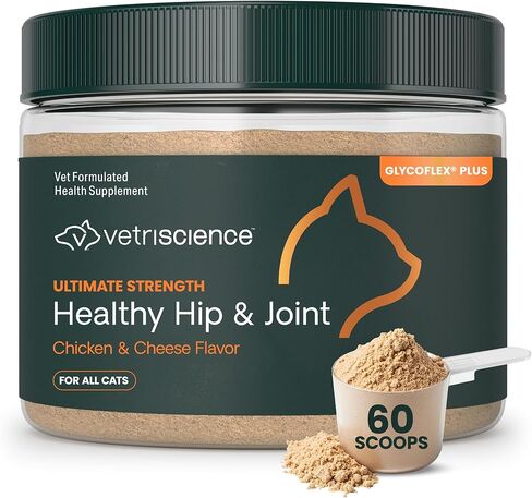 VetriScience GlycoFlex Plus Chondroitin Joint Support Cat Supplements, Creamy Chicken Flavor, 30 Chews - Clinically-Proven Hip and Joint Health Supplement with MSM, DMG and Glucosamine for Catsâ€‹ in Saudi Arabia