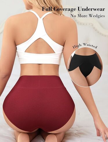 MISSWHO High Cut Women Underwear High Waisted Cotton Tagless Full Coverage Briefs Ladies 5 Pack Panties (Regular, Plus Size) in Saudi Arabia