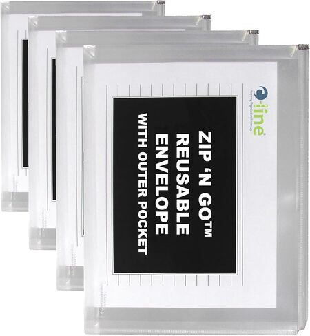 C-Line Zip 'N Go Expanding Portfolio with Outer Pocket, Letter Size, 200-Sheet Capacity, Clear, 3 per Pack (48117) in Kuwait