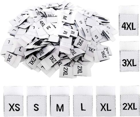 400PCS White Polyester Clothes Size Labels Tags Clothing Sewing Labels Fabric Embroidered Labels Shirt Garment Tags, Sew on Clothes, 8 Sizes in Saudi Arabia