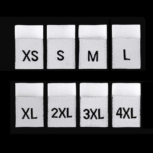 400PCS White Polyester Clothes Size Labels Tags Clothing Sewing Labels Fabric Embroidered Labels Shirt Garment Tags, Sew on Clothes, 8 Sizes in Saudi Arabia