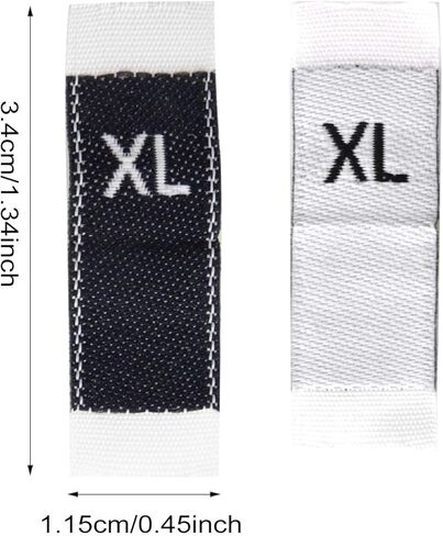 400PCS White Polyester Clothes Size Labels Tags Clothing Sewing Labels Fabric Embroidered Labels Shirt Garment Tags, Sew on Clothes, 8 Sizes in Saudi Arabia