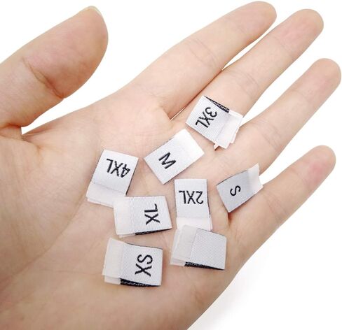 400PCS White Polyester Clothes Size Labels Tags Clothing Sewing Labels Fabric Embroidered Labels Shirt Garment Tags, Sew on Clothes, 8 Sizes in Saudi Arabia