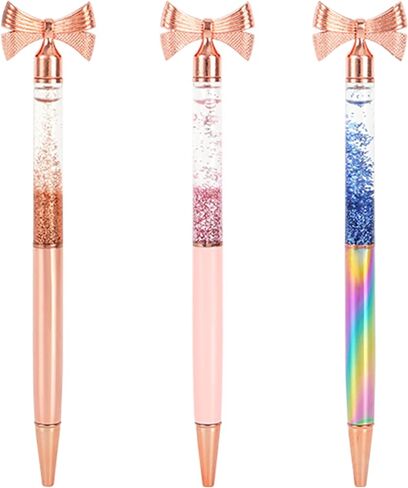 3 Pieces Bow Decoration Twist Metal Ballpoint Pen Ball Pen 1.0 MM Black Ink in Saudi Arabia