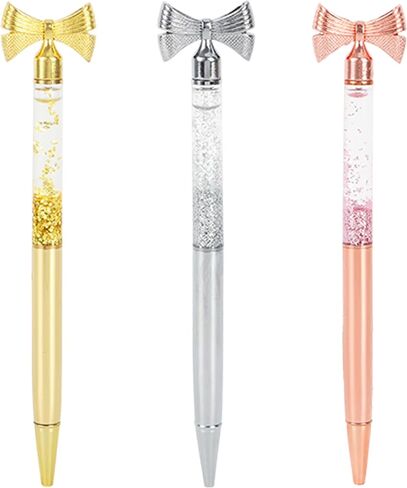 3 Pieces Bow Decoration Twist Metal Ballpoint Pen Ball Pen 1.0 MM Black Ink in Saudi Arabia