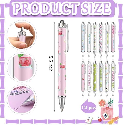 12 Set Mahjong Lovers Gifts Set 12 Mahjong Makeup Bags 12 Sticky Notepads 12 Ballpoint Pens Holiday Women Gifts for Mother Teacher Coworker Employee Nurse Volunteer Office Appreciation in Kuwait