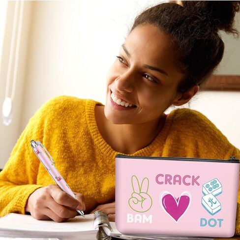 12 Set Mahjong Lovers Gifts Set 12 Mahjong Makeup Bags 12 Sticky Notepads 12 Ballpoint Pens Holiday Women Gifts for Mother Teacher Coworker Employee Nurse Volunteer Office Appreciation in Kuwait