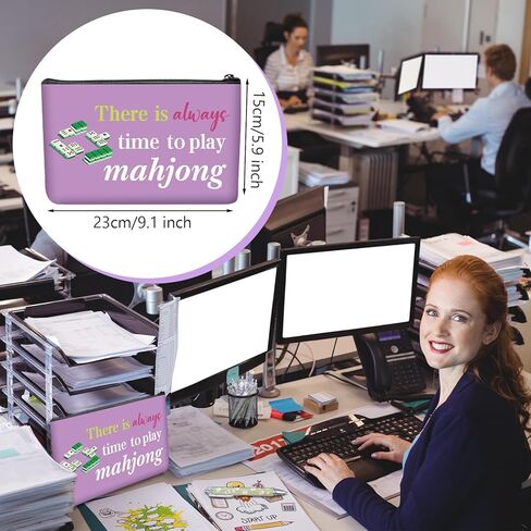 12 Set Mahjong Lovers Gifts Set 12 Mahjong Makeup Bags 12 Sticky Notepads 12 Ballpoint Pens Holiday Women Gifts for Mother Teacher Coworker Employee Nurse Volunteer Office Appreciation in Kuwait