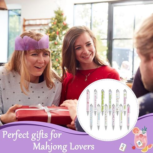 12 Set Mahjong Lovers Gifts Set 12 Mahjong Makeup Bags 12 Sticky Notepads 12 Ballpoint Pens Holiday Women Gifts for Mother Teacher Coworker Employee Nurse Volunteer Office Appreciation in Kuwait