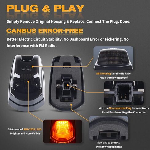 POPMOTORZ 5PCS LED Cab Roof Marker Lights 18 LED Amber Roof Top Clearance Lights LED Cab Marker Lamps For 2017-2022 Ford F250 F350 F450 F550 Super Duty Led Roof Running Lights in Saudi Arabia