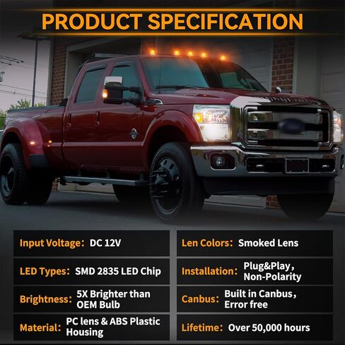 POPMOTORZ 5PCS LED Cab Roof Marker Lights 18 LED Amber Roof Top Clearance Lights LED Cab Marker Lamps For 2017-2022 Ford F250 F350 F450 F550 Super Duty Led Roof Running Lights in Saudi Arabia