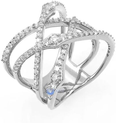 ENDLESSNESS & ETERNITY Criss-Cross X Ring CZ Cubic Zirconia Twist 14K Gold Plated Wedding Band Ring Chunky Statment Band Ring in Kuwait