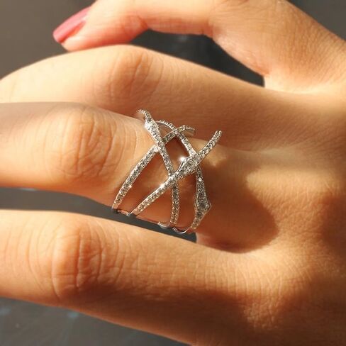 نهاية والخلود متقاطع X حلقة تشيكوسلوفاكيا مكعب زركونيا تويست 14K مطلية بالذهب خاتم الزفاف الفرقة مكتنزة Statment الفرقة الدائري in Kuwait