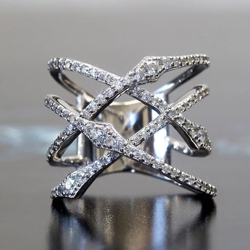 نهاية والخلود متقاطع X حلقة تشيكوسلوفاكيا مكعب زركونيا تويست 14K مطلية بالذهب خاتم الزفاف الفرقة مكتنزة Statment الفرقة الدائري in Kuwait