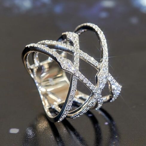 نهاية والخلود متقاطع X حلقة تشيكوسلوفاكيا مكعب زركونيا تويست 14K مطلية بالذهب خاتم الزفاف الفرقة مكتنزة Statment الفرقة الدائري in Kuwait