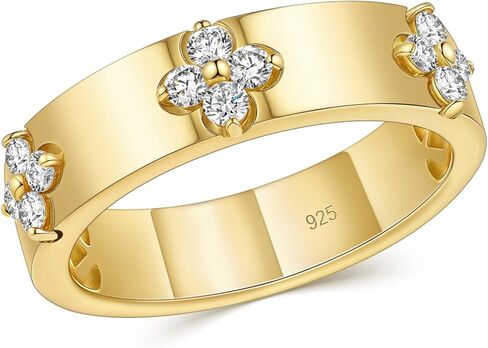 Moissanite Four Leaf Clover Wedding Bands for Women Stackable Wedding Rings for Her 925 Sterling Silver Engagement Promise Eternity Anniversary Size 5-10 in Kuwait